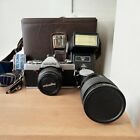 Vintage Minolta Xg1 35 mm Slr Camera with 55 mm Lens Flash Color Film & Case
