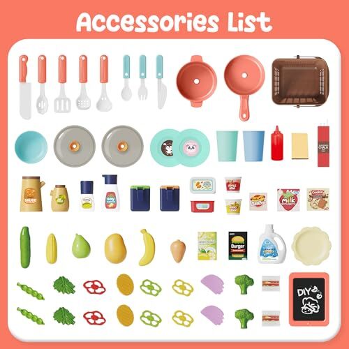 Kids Kitchen Playset Kitchen Set for Toddler with Sound & Light Cooking Stove... - Picture 8 of 9