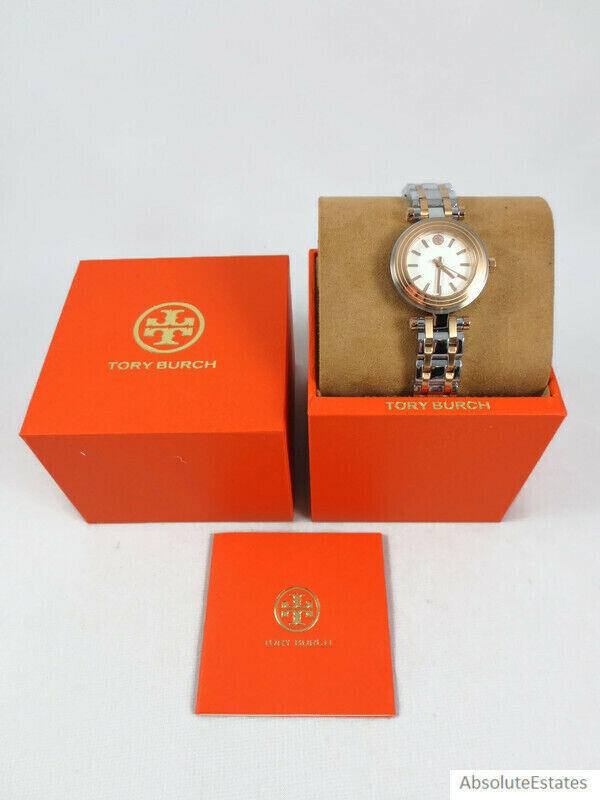 NEW Tory Burch Classic T Watch Two Tone Rose Gold Silver TBW9011Logo NIB NEW Tory Burch Classic T Watch Two Tone Rose Gold Silver TBW9011Logo NIB