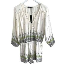 NWT Gypsy 05 Printed Romper Button Surplice Bust SZ M