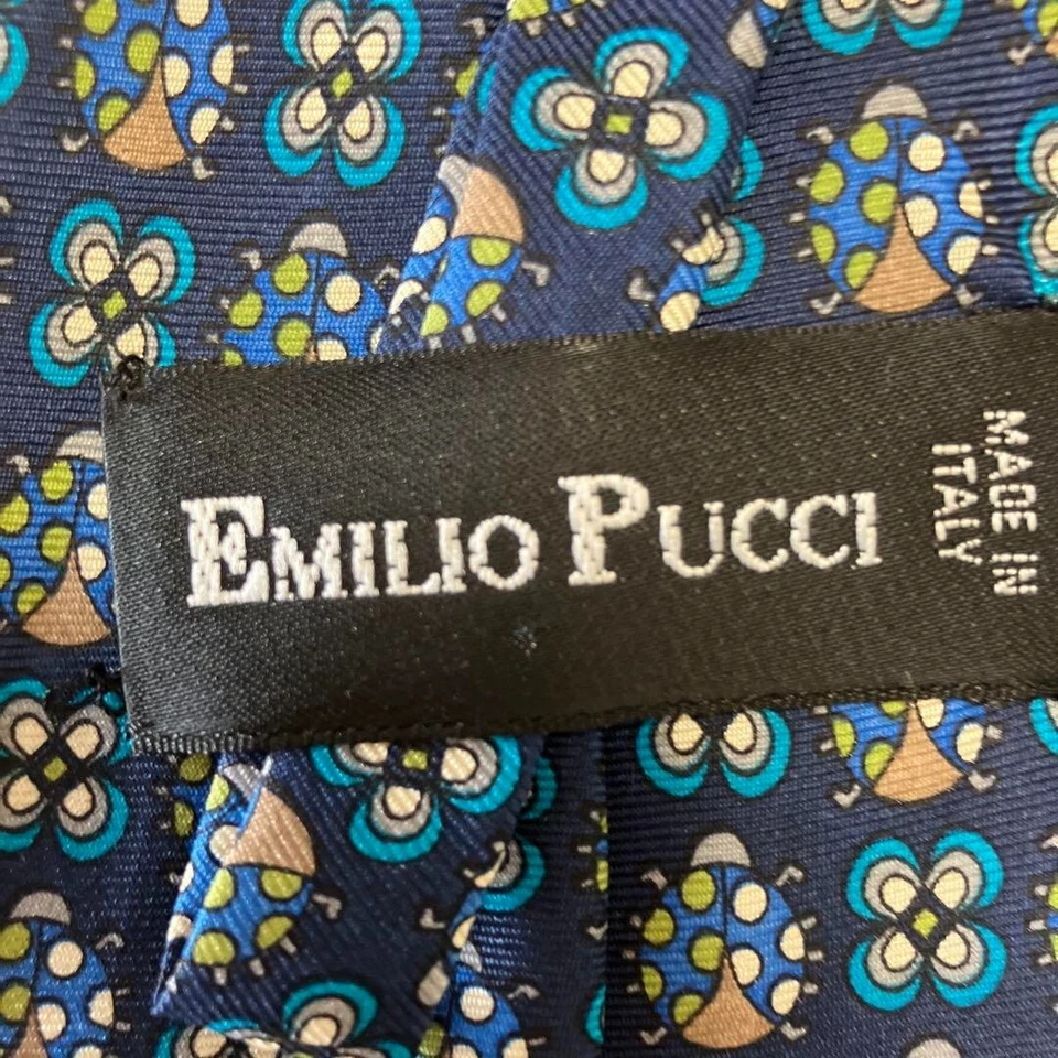Corbata Emilio Pucci Azul Marino Floral Hecha en Italia Sin accesorios Foto 2 de 3