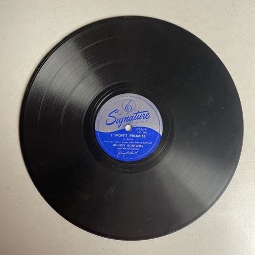 10" 78 RPM-Johnny Bothwell-I Won't Promise/I'll Close My Eyes/Signature 15066 - Picture 2 of 4