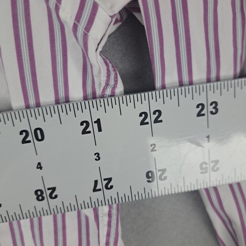 Camicia Faconnable uomo media viola bianca a righe con bottoni casual made in USA - Foto 5 di 13