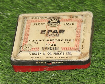 #ad Antique EFAR Kerosene Pressure Stove Elastic Mantle Lantern 300 Printed Tin Box $78.65