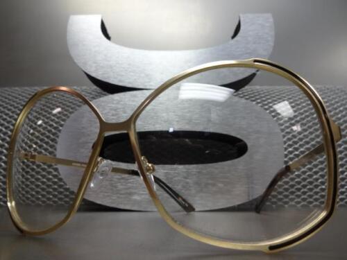 LENTES TRANSPARENTES ESTILO RETRO DE GRAN TAMAÑO VINTAGE AÑOS 70 LENTES enorme marco dorado grande - Imagen 3 de 10