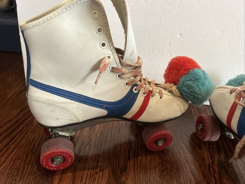 Roller Derby Fireball Size 6 Vintage White Blue Red Urethane Wheels - Picture 6 of 13