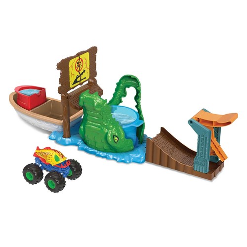 Monster Truck Arena Swamp Chomp Playset Color Changing Hot Wheels Smashers Fish - Picture 2 of 5
