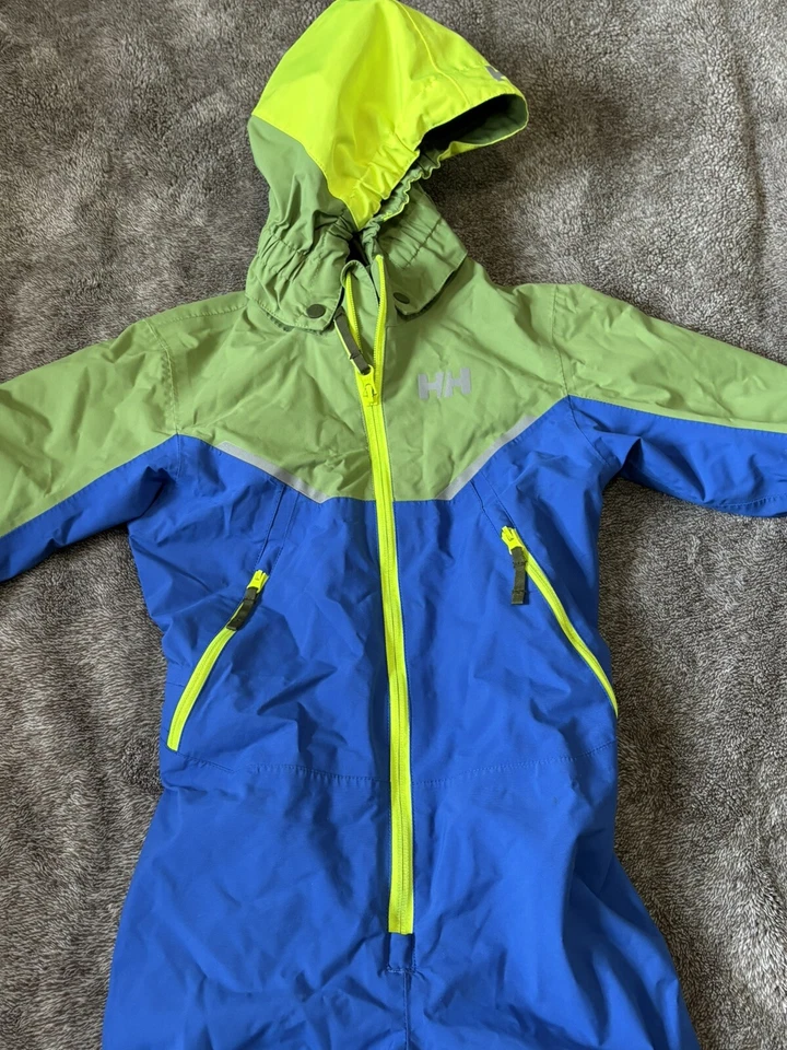Traje de nieve aislado Helly Hansen juvenil talla 104/4 esquí azul verde bloques de colores Foto 2 de 4
