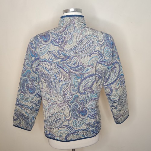 Draper's & Damon's Tapestry Jacket Purple Paisley Petite Small Rhinestone Button - Picture 9 of 11