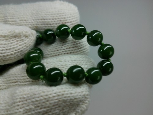Bracciale Vintage 1/20 Oro 12k Riempito Rosa Dk Verde Smeraldo Giadeite Filo Nodo Perline - Foto 13 di 24