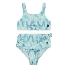Hurley Girls' 2-Piece Bikini Swim Suit, Blue Cloud