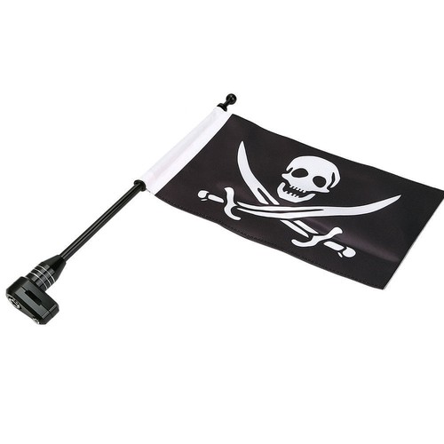 Motorcycle Pirate Skull Flag Flagpole Luggage Rack Mount For Harley US Seller - Picture 2 of 7