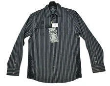 ROAR Embroidered Shirt Renegades Men's Size M Nika Long Sleeve Striped