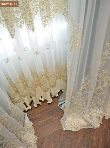 modern princess wedding room sliver grey cloth curtain valance tulle panel C022 - Picture 4 of 12