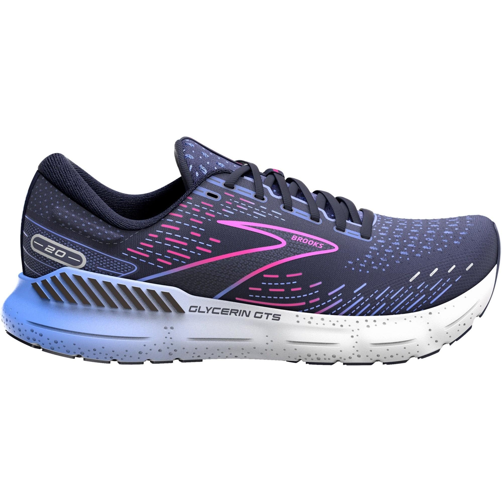 Brooks Glycerin GTS 20 Womens Running Shoes Navy Support Cushioned Run Trainers