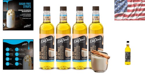 Versatile Sugar-Free Egg Nog Syrup (Pack of 4) - Elevate Your Favorite Beverages - Picture 2 of 8