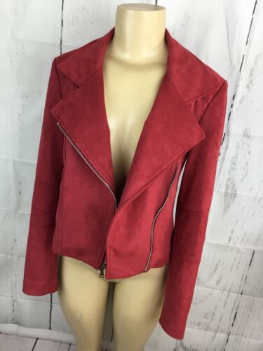 Express Moto Jacket Faux Suede Full Zip Terracota Silver Hardware Women Sz XS - Picture 3 of 11