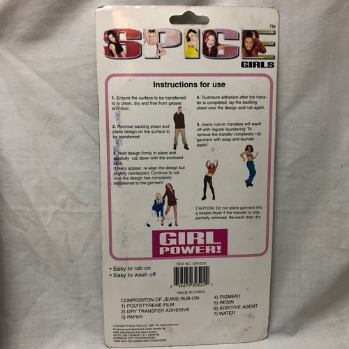 1997 SPICE GIRLS Jean Rub On Official Merch Decal Transfer Washable Stickers - Picture 6 of 10