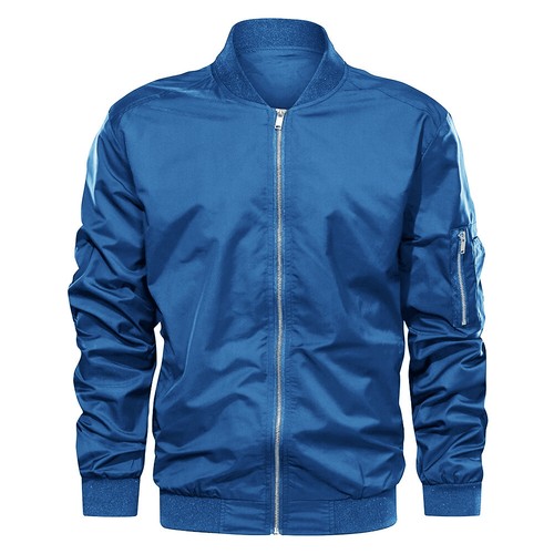 Chaqueta Para Hombre Causal Primavera Otoño Fino Abrigo Bombardero Cremallera Completa Prendas Exteriores Ligeras - Imagen 49 de 97
