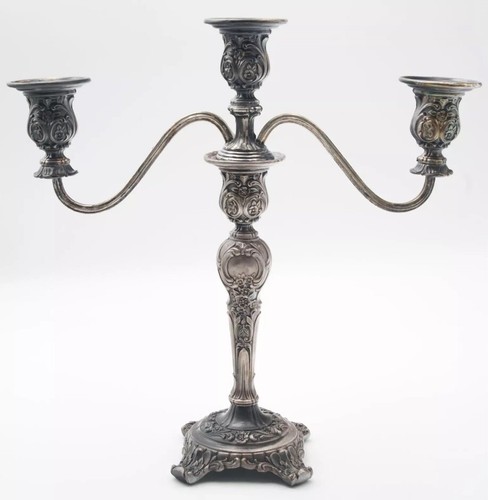WM Rogers & Son Victorian Rose Candelabra 1900s Silver Convertible Candle Holder - Picture 13 of 24