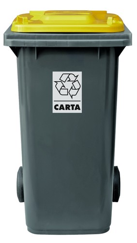 Bidone a due ruote bicolor per raccolta differenziata - 120 litri - Foto 4 di 9