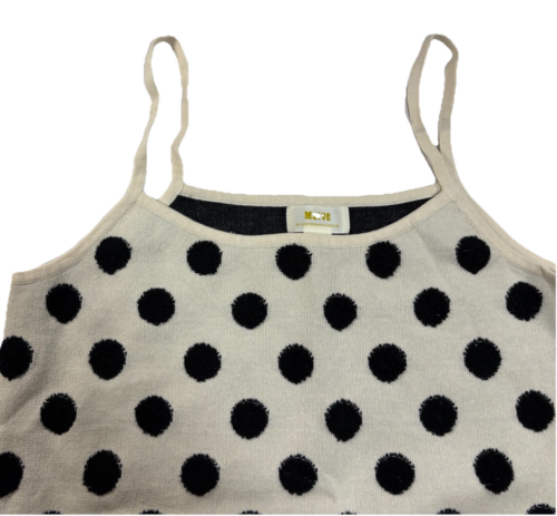 Maeve Anthropologie Tank Top White & Black Polka Dot Minimalist Knit Shirt SM - Picture 3 of 12