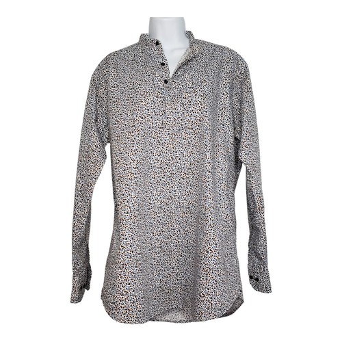 RedHead Micro Sunflower Popover Henley Top Bluse Langarm Band Kragen Gr. XL - Bild 1 von 12