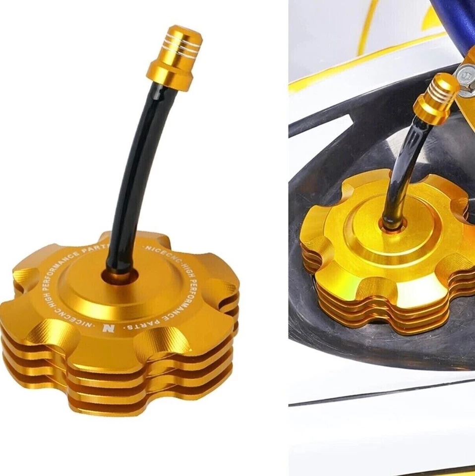 CNC Gas Cap 2003-2004 Suzuki RM100 RM 100 Fuel Petrol Tank Lid Aluminum Gold - Imagem 3 de 4
