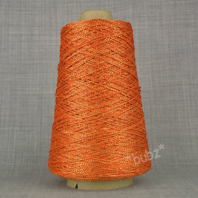ORANGE METALLIC LUREX VISKOSEFADEN 200g KEGEL HANDMASCHINE STRICKEN WEBEN