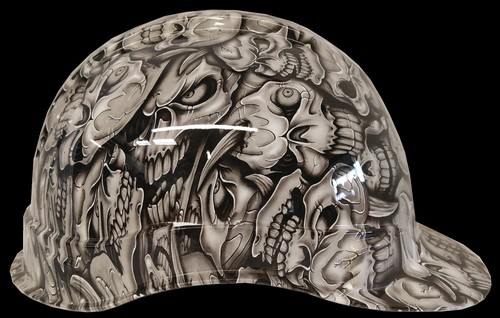 Sombrero rígido Hydro Dipped de alto brillo blanco calaveras de locura suspensión de trinquete de 6 puntos - Imagen 5 de 8