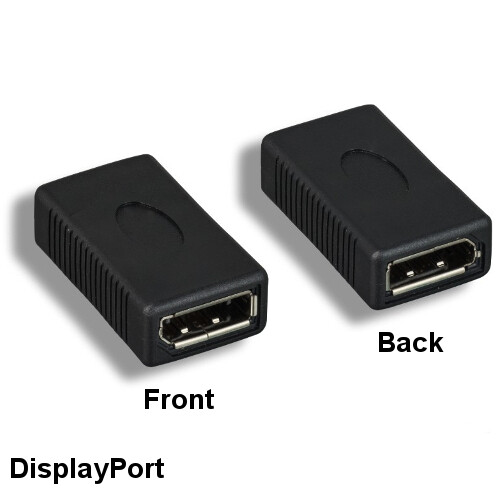 Black DisplayPort Female to Female Coupler Plug and Play Gender Changer Adapter