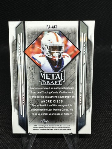2021 Leaf Metal Draft Andre Cisco Autograph /4 #PA-AC1 Syracuse Jaguars RC SP - Picture 2 of 2