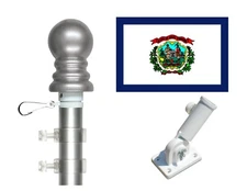 West Virginia 3'x5' Polyester Flag & Spinner Flagpole Set w/Adjustable Bracket