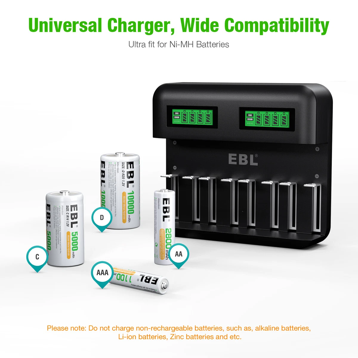 Ebl lcd universal battery cheap charger