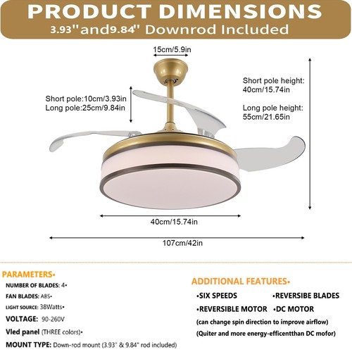 Timing 6 Wind Speed LED Ceiling Fan Light Remote Control Ceiling Mount Light - Picture 6 of 12