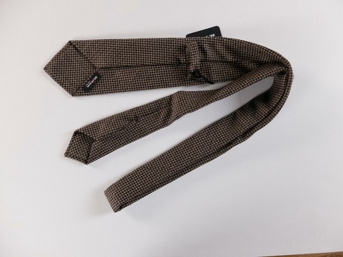 KITON Corbata Hecha a Mano 7 Pliegues Marrón Lana Mezcla Seda Auténtica Nueva Con Etiquetas Italia - Imagen 3 de 5