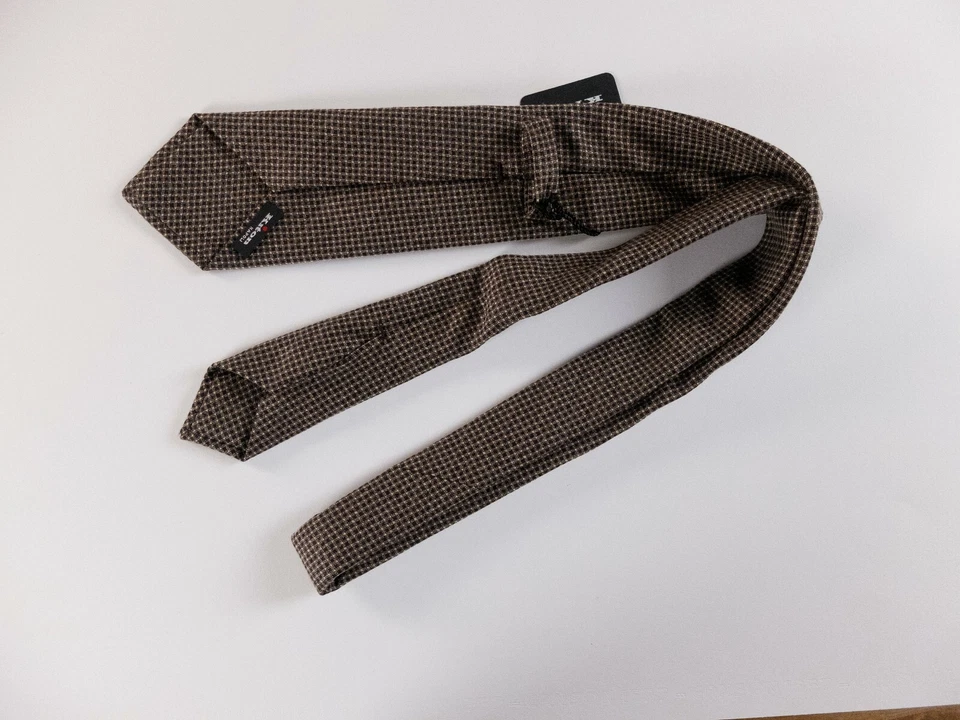 KITON hand made 7 fold brown wool silk blend tie authentic NWT Italy - Изображение 3 из 4
