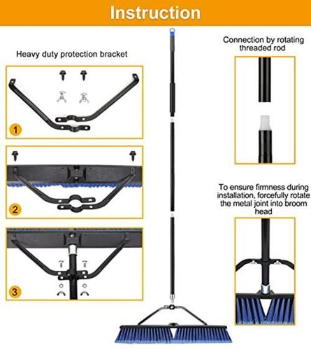 24 inches Push Broom Outdoor Heavy Duty Broom for Deck  Assorted Sizes  - Picture 12 of 28