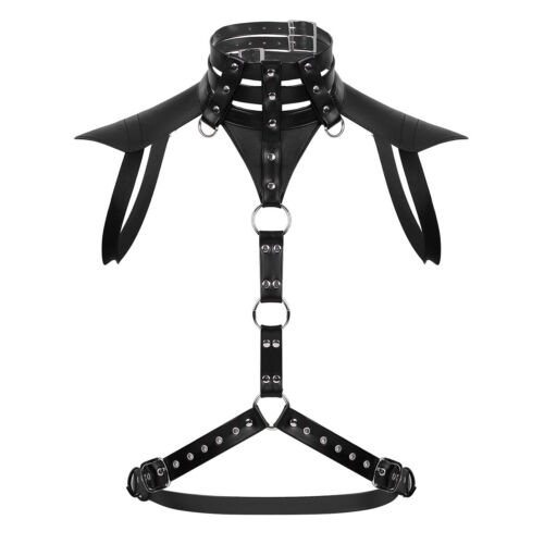 Mens Adjustable PU Leather Body Chest Half Harness Belt Buckle Strap Club AU - Picture 20 of 96