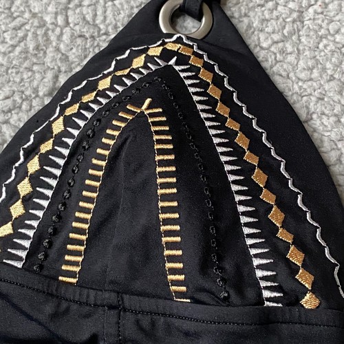 Seafolly Bathing Suit Women's 10 14 One Piece Black Metallic Embroidered Resort - Picture 4 of 11