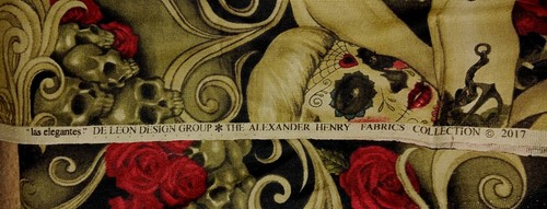 2017 DE LEON Alexander Henry Halloween Sexy Seductive Day of Dead Fabric 1 Yard+ - Picture 2 of 2