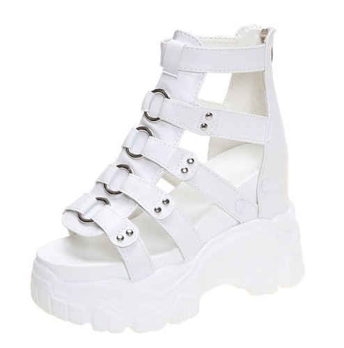 Sandali gladiatore donna zeppa tacco cinturino plateau punta aperta scarpe estive nuovi - Foto 7 di 23