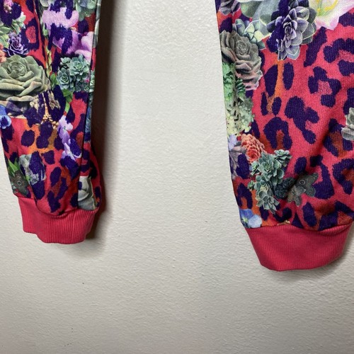 Adidas Pink Animal Print Succulent Plant Jogger Sweatpants Stripes Girls 11-12 M - Picture 7 of 12