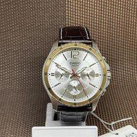 Casio MTP-1374L-7A Enticer Serie Silbernes Zifferblatt Braunes Leder LäSsige ...