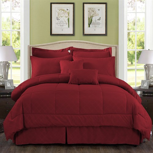 Juego de 10 piezas de edredón ropa de cama con juego de sábanas almohadas decorativas fundas - Imagen 32 de 43