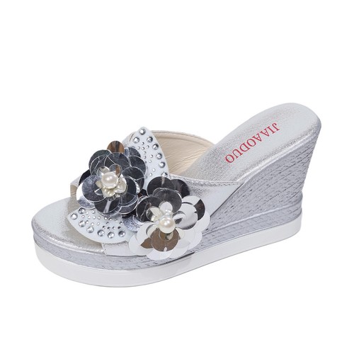 Women's Open Toe Sandals Slipper Platform Flower Comfort Summer Wedge Heel Mules - Foto 11 di 15