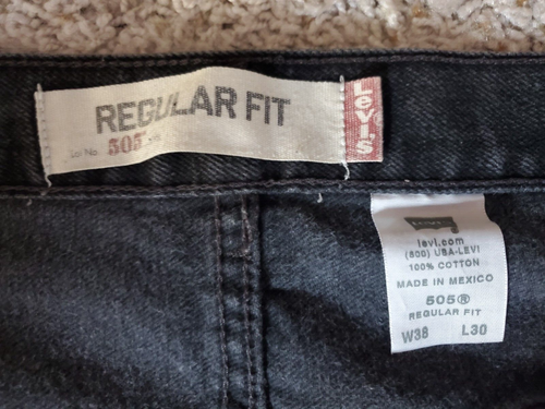 LEVI'S 505 JEANS MENS SZ 38X30 BLACK REGULAR FIT STRAIGHT LEG GOOD PREOWNED - 第 14/15 張圖片