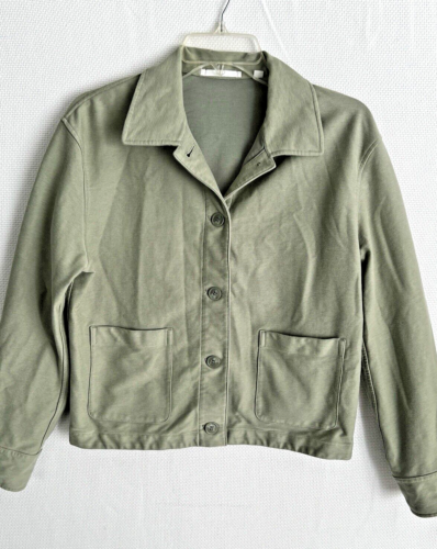 Uniqlo Shacket Light Sage Green Button Up Chore Overshirt Jacket Shirt Size XS