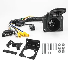 Multi-Towing Trailer Adapter 4 to 7 Way Round RV Blade and 4 Way Flat Female