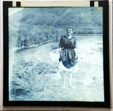 Antique Magic Lantern Slides,  Family Portrait by river